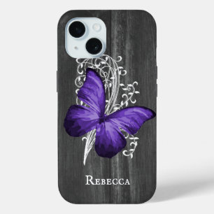 Coque Case-Mate iPhone Papillon rustique violet Personnalisé