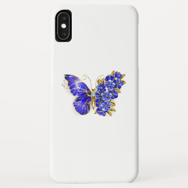 Coques Case-Mate iPhone Papillon saphir à fleurs (Dos)