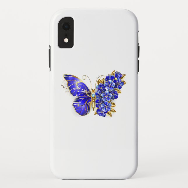 Coques Case-Mate iPhone Papillon Saphir Fleur (Dos)