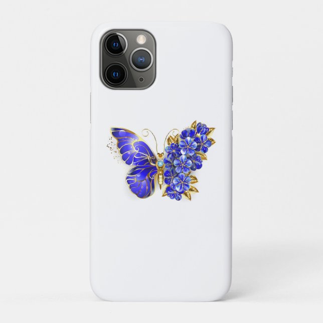 Coques Case-Mate iPhone Papillon Saphir Fleur (Dos)