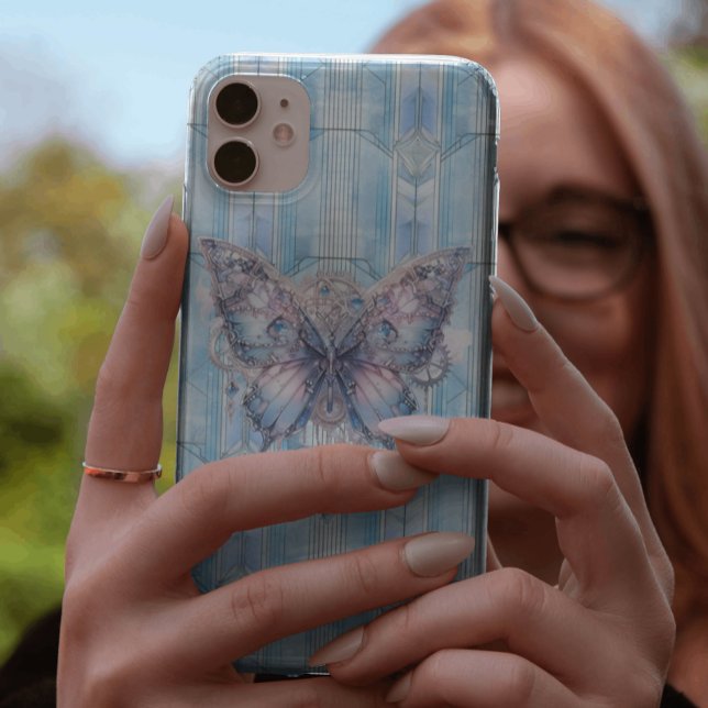 Coques Case-Mate iPhone Papillon Steampunk Bleu Glace (Créateur téléchargé)