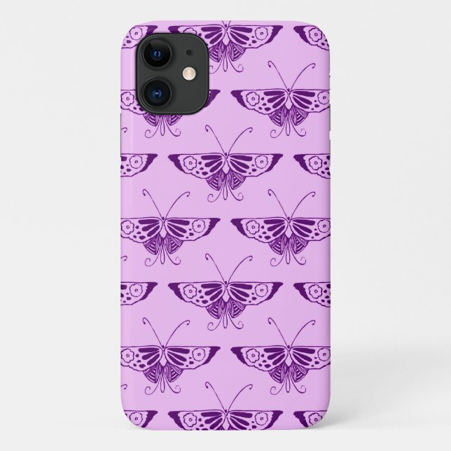 Coques Case-Mate iPhone Papillon stylisé Art Déco - violet et orchidée (Dos)