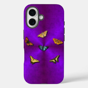 Coque Pour iPhone 16 Papillon sur arc-en-ciel rose violet