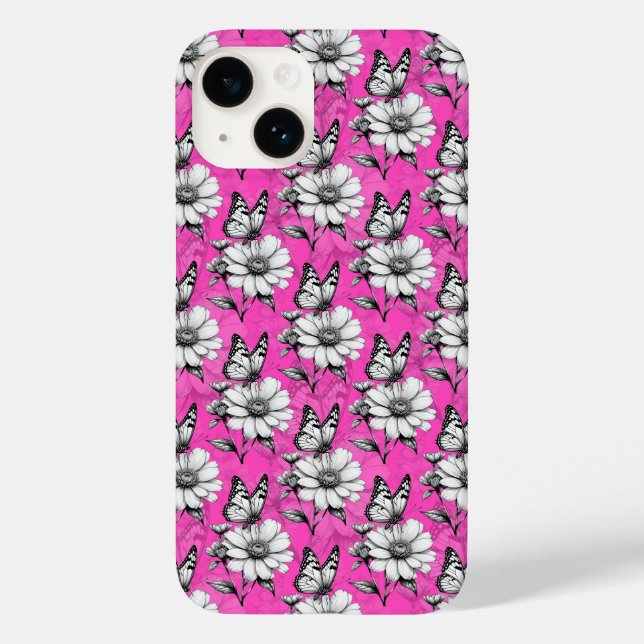 Coques Case-Mate iPhone Papillon Sur Flower Motif Design rose (Verso)