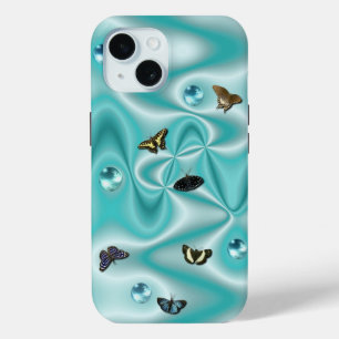 Coque Case-Mate iPhone Papillon sur soie verte avec perles