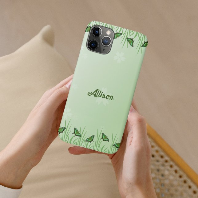 Coques Case-Mate iPhone Papillon vert sur vert clair - romantique (Créateur téléchargé)