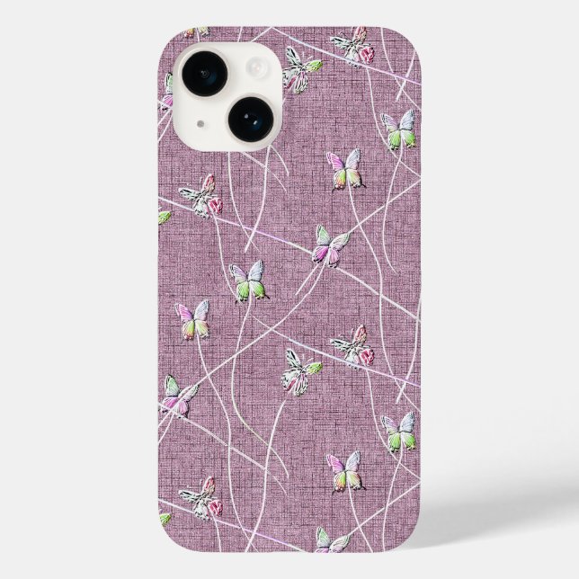 Coques Case-Mate iPhone Papillons à l'aquarelle sur rose poudré (Verso)