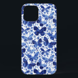 Case-Mate iPhone Case Papillons Aquarelle Bleu<br><div class="desc">Peinture à papillon bleu et blanc Indigo. Protégez et prétendez votre téléphone en même temps !</div>