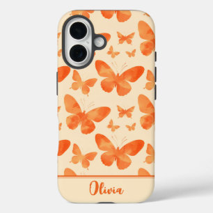 Coque Pour iPhone 16 Papillons aquarelle orange