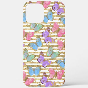 Case-Mate iPhone Case Papillons Aquarelle Paillettes Dorées