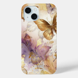 Coque Case-Mate iPhone Papillons aquarelle papillon violet et or