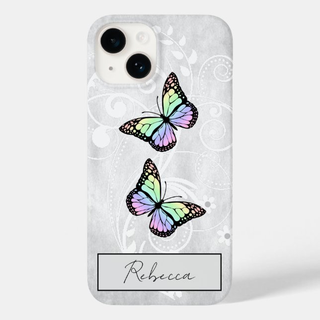 Coques Case-Mate iPhone Papillons Arc-en-ciel brillants (Verso)