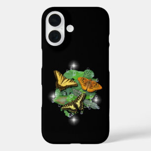 Coque Pour iPhone 16 Papillons aux gouttes de pluie et aux étoiles