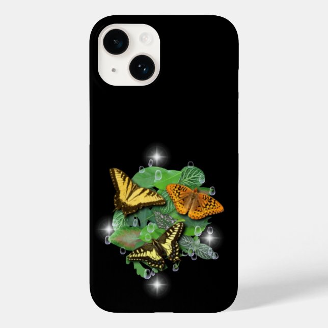 Coques Case-Mate iPhone Papillons avec Raindrops Feuille étoiles (Verso)