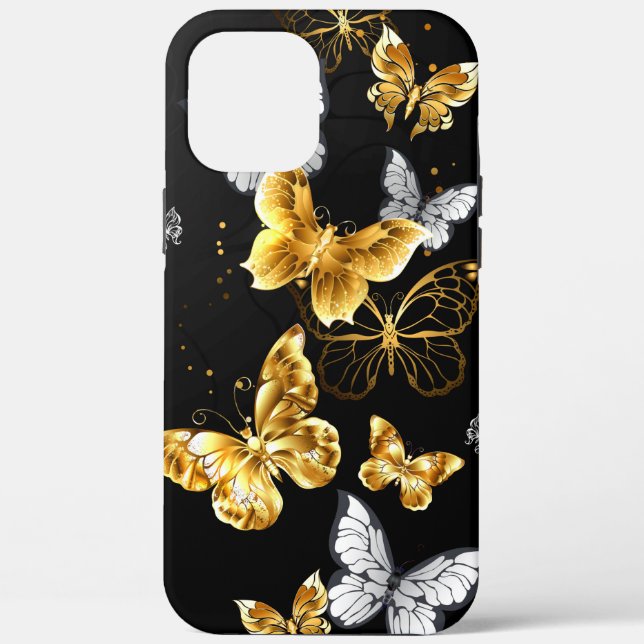 Coques Case-Mate iPhone Papillons blancs et dorés (Verso)