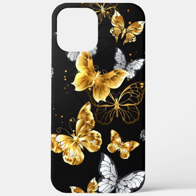 Coques Case-Mate iPhone Papillons blancs et dorés (Verso)