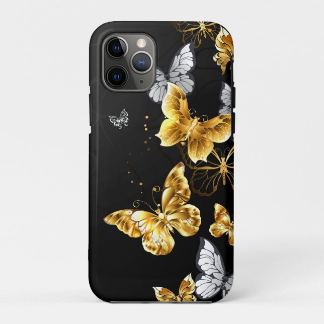 Coques Case-Mate iPhone Papillons blancs et dorés (Dos)