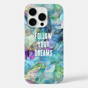Coque iPhone 16 Pro Papillons bleu pourpre turquoise