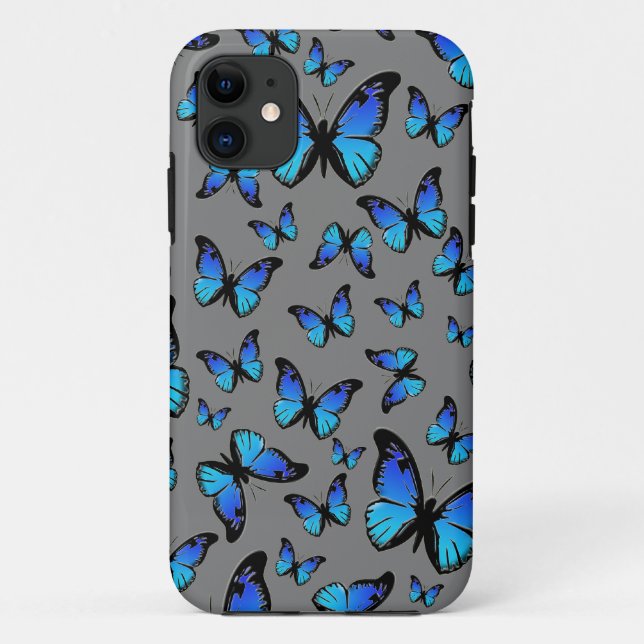 Coques Case-Mate iPhone papillons bleus (Dos)