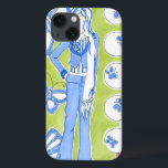 Coques Pour iPhone Papillons Bleus Entourant Fille Glamour<br><div class="desc">Des papillons bleus flottent dans cette pièce de Chariklia Zarris,  autour d'une fille glamour. Des couleurs vives de l'arrière - plan de cette impression,  ajoutant de belles teintes à cette pièce. Obtenez votre copie maintenant !</div>