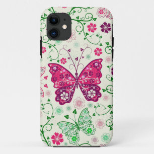 Coque Case-Mate iPhone Papillons Colorés Et Fleurs Motif