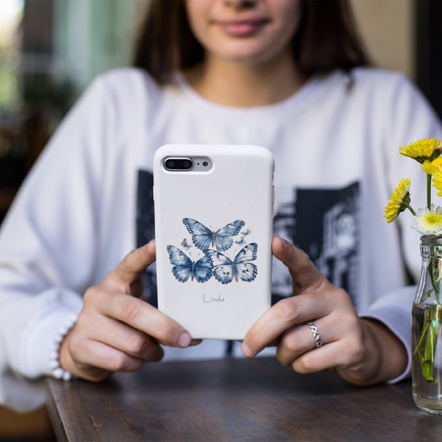 Coques Case-Mate iPhone Papillons dans Delft Blue, personnalisable (Créateur téléchargé)