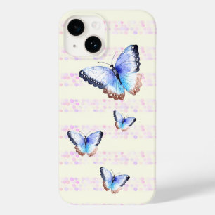 Coque Case-Mate iPhone Papillons d'aquarelle sur les rayures légères de B