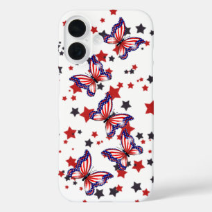 Coque Pour iPhone 16 Papillons de drapeau patriotique