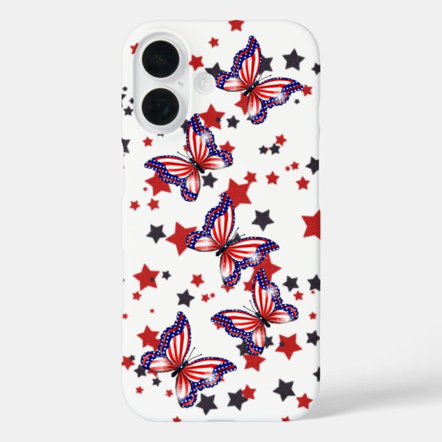 Coques Case-Mate iPhone Papillons de drapeau patriotique (Verso)