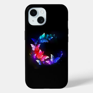 Coque Case-Mate iPhone Papillons de nuit Neon brillants sur arrière - pla
