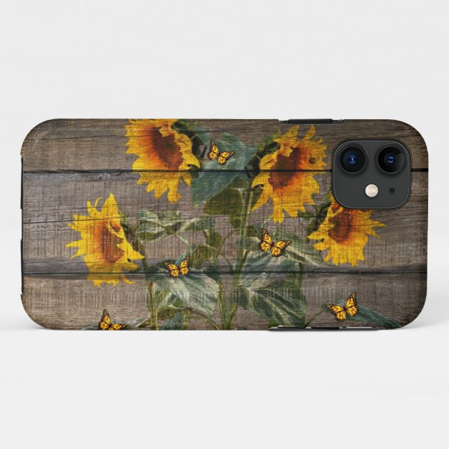 Coques Case-Mate iPhone Papillons de tournesol rustique Barre (Dos (Horizontal))