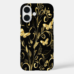 Coque Pour iPhone 16 Papillons d'or Faux imprimés élégants