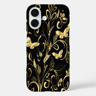 Coque Pour iPhone 16 Papillons d'or Faux imprimés élégants