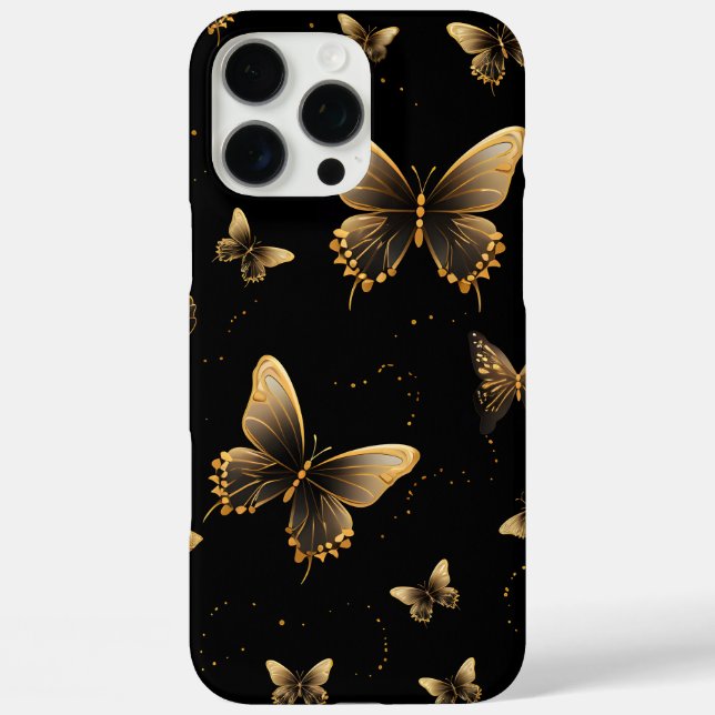 Coques Case-Mate iPhone Papillons d'or noir (Verso)