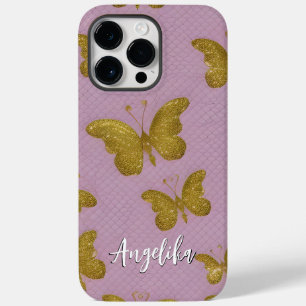 Coque Case-Mate iPhone Papillons dorés Nom personnalisé