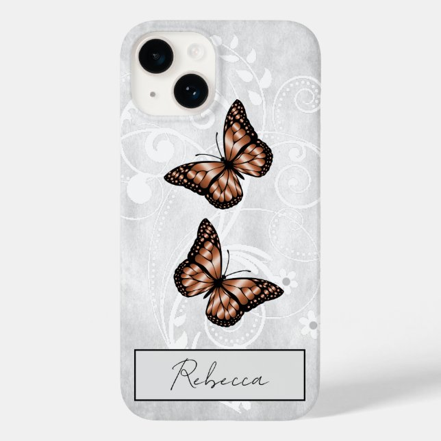 Coques Case-Mate iPhone Papillons en cuivre brillants (Verso)