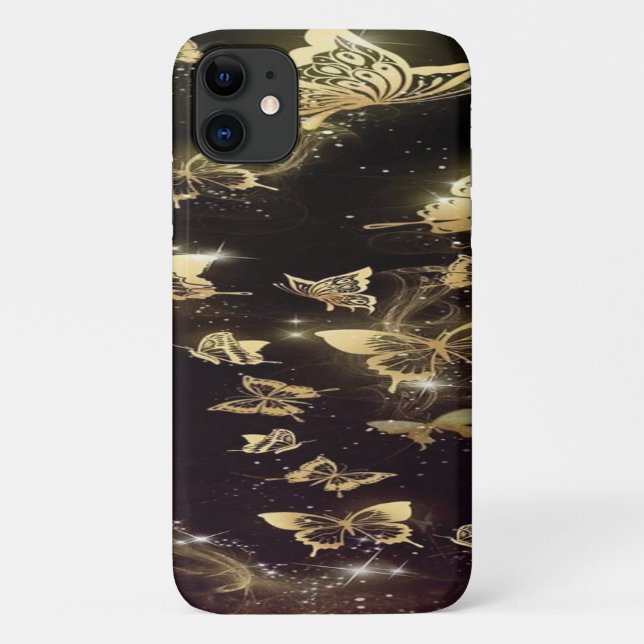 Coques Case-Mate iPhone papillons en or noir Coque-Mate à peine là (Dos)