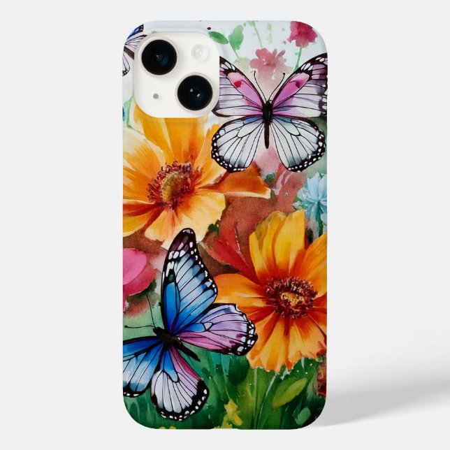 Coques Case-Mate iPhone Papillons et fleurs (Verso)