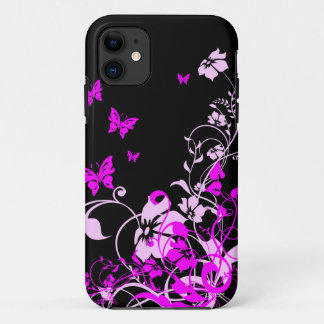Coques Pour iPhone Papillons et fleurs pourpres