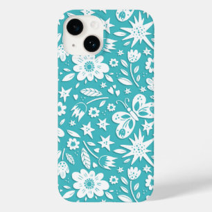 Coque Case-Mate iPhone Papillons Et Fleurs Sur Aqua
