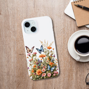 Coque Case-Mate iPhone Papillons fleur sauvage Aquarelle Jardin