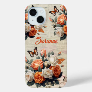 Coque Case-Mate iPhone Papillons floraux vintages Personnalisés