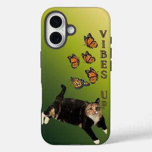 Coque Pour iPhone 16 Papillons Monarques Avec Chat Calico - VIBES UP