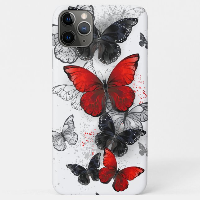 Coques Case-Mate iPhone Papillons noirs et rouges volants (Dos)