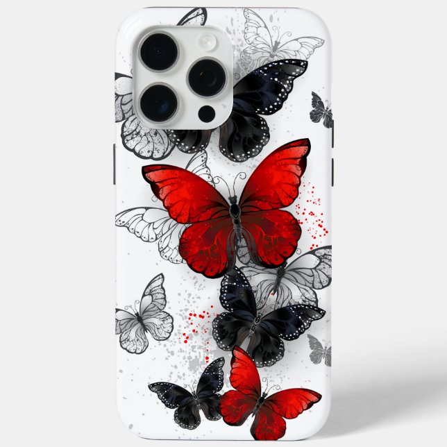 Coques Case-Mate iPhone Papillons noirs et rouges volants (Verso)