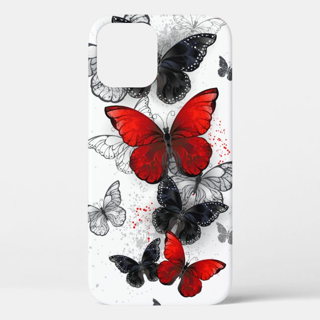 Coques Case-Mate iPhone Papillons noirs et rouges volants (Verso)