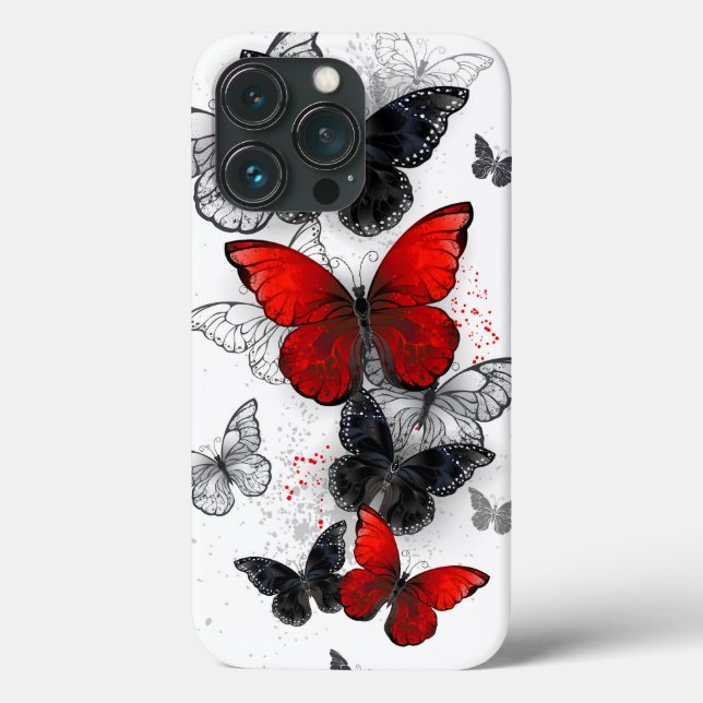 Coques Case-Mate iPhone Papillons noirs et rouges volants (Verso)