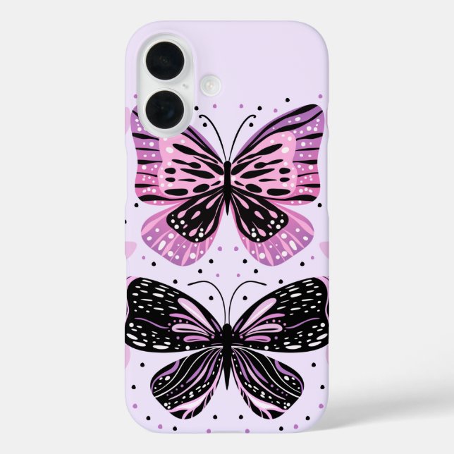 Coques Case-Mate iPhone Papillons noirs, roses et violets  (Verso)