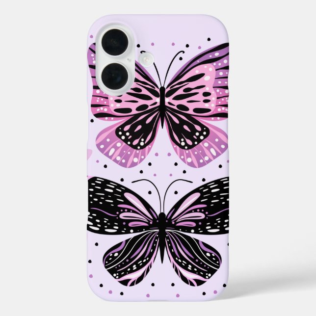 Coques Case-Mate iPhone Papillons noirs, roses, violets (Verso)