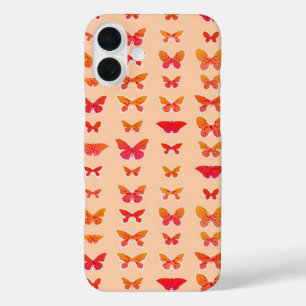 Coques iPhone 16 Plus Papillons, orange, corail, arrière - plan orange